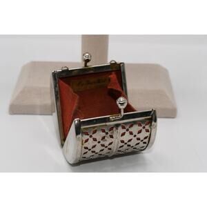 Vintage Japanese Metal Mesh Evening Coin Purse Red Lining Kiss Clasp